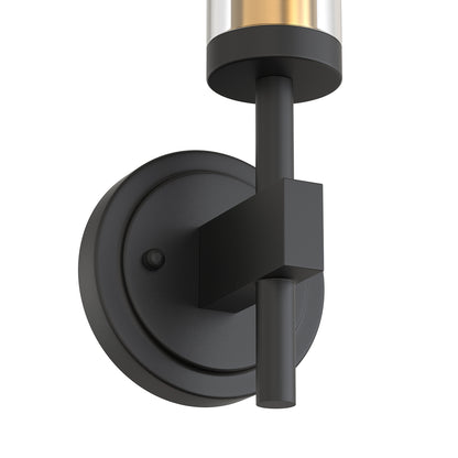 YANSUN Set of 2 Clear Glass Wall Sconces, Modern Indoor Wall Light in Sand Black with Gold Interior, E26 Socket