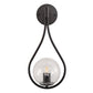 7.87 in. 1-Light Black Modern Globe Wall Sconce with Seeded Glass Shade for Living Room