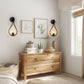 7.87 in. 1-Light Black Modern Globe Wall Sconce with Seeded Glass Shade for Living Room