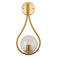 7.87 in. 1-Light Gold Wall Sconce Mid-Century Water Drop Design with Global Seeded Glass Shade for Bedroom Bedsides