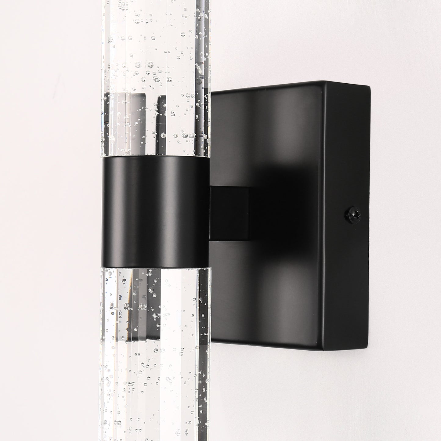 YANSUN 2-Light 18 in. Matte Black Modern Vanity Light Bar with Glass Bubble Shades and 3CCT Adjustable LED for Living Room