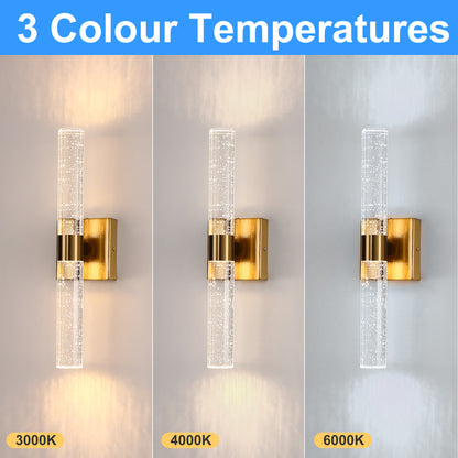 YANSUN 18 in. 2-Light Brushed Gold LED Vanity Light Bar and 3CCT Adjustable Function for Bathroom Living Room or Bedroom
