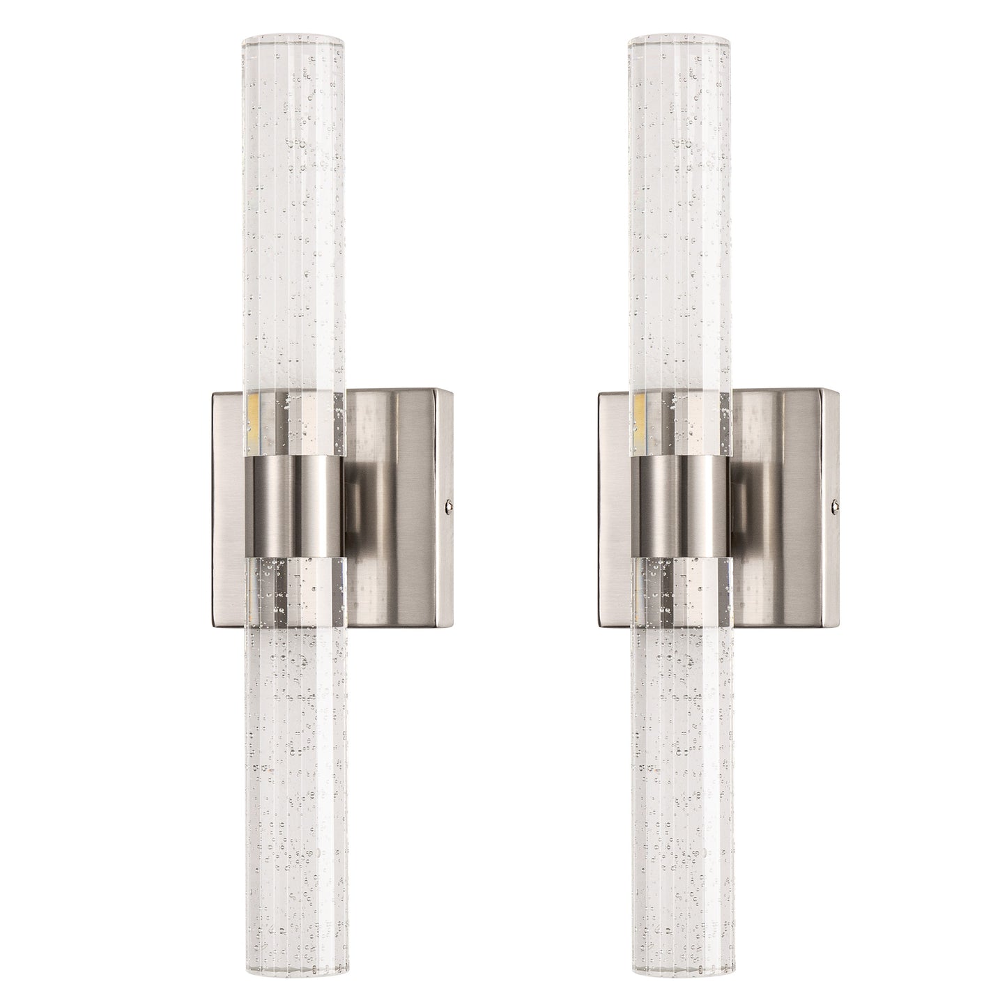 YANSUN 18 in. 2-Light Brushed Nickel LED Vanity Light with 3CCT Adjustable Function for Bathrooms and Living Rooms (2-Pack)