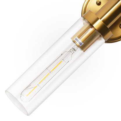 18 in. 2-Light Gold Bathroom Sconces with Clear Glass, Bathroom Vanity Light Fixtures, Modern Wall Lights for Mirror