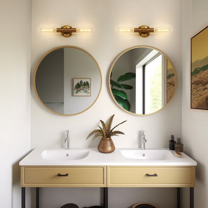 18 in. 2-Light Gold Bathroom Sconces with Clear Glass, Bathroom Vanity Light Fixtures, Modern Wall Lights for Mirror