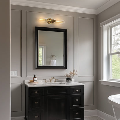 18 in. 2-Light Gold Bathroom Sconces with Clear Glass, Bathroom Vanity Light Fixtures, Modern Wall Lights for Mirror