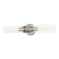 18 in. 2-Light Brushed Nickel Bathroom Sconces with Clear Glass, Bathroom Vanity Light Fixtures, Modern Wall Lights