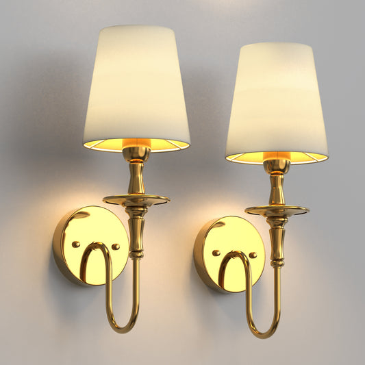 4.3 in.2-Pack Modern Wall Sconces with White Fabric Shades, Copper Indoor Wall Lights with Remote RGB Bulbs Included