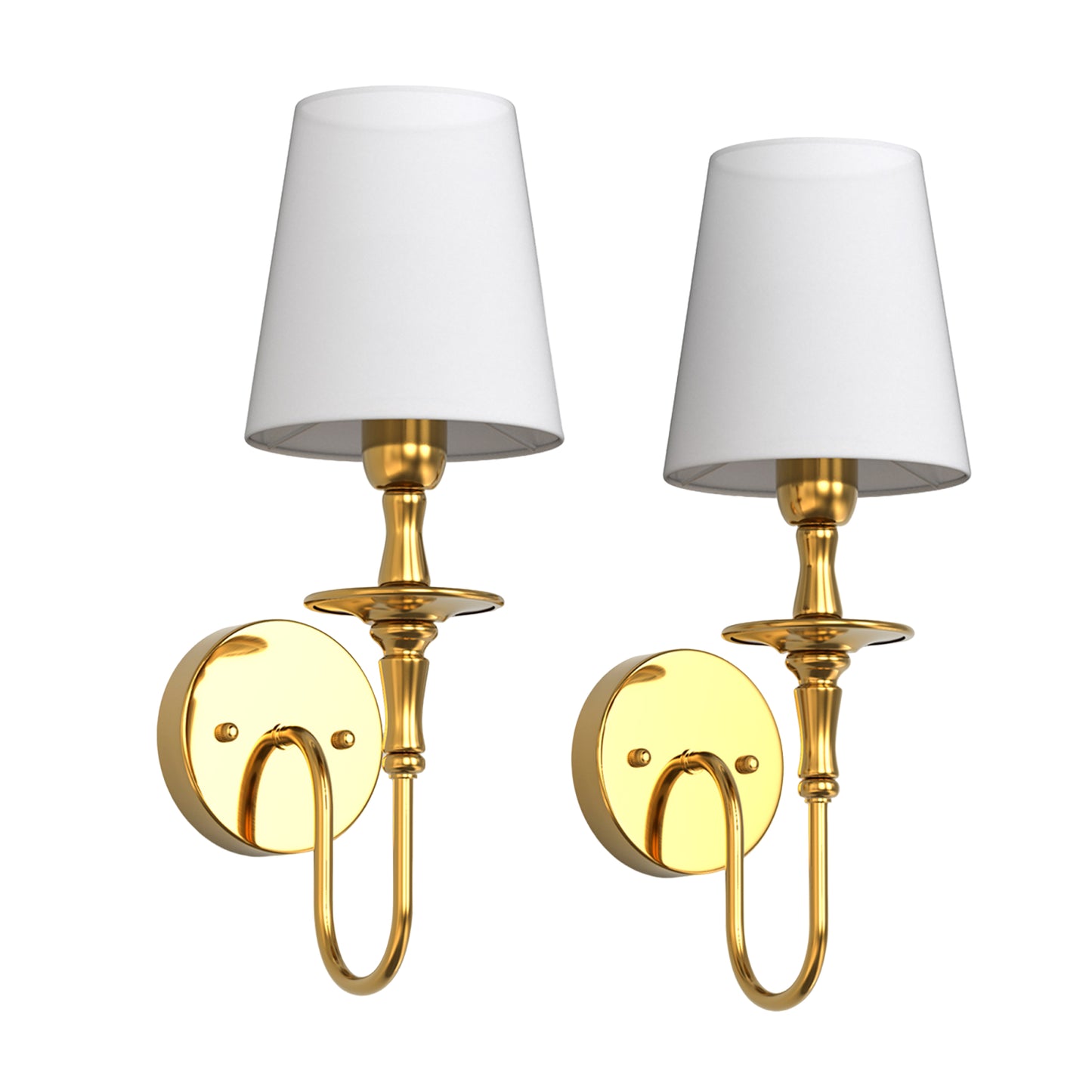 YANSUN 4.3 in.2-Pack Modern Wall Sconces with White Fabric Shades, Copper Indoor Wall Lights with Remote RGB Bulbs Included