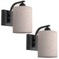 YANSUN 2-Pack Modern Farmhouse Wall Sconce with Fabric Shade Matte Black E26 Indoor Wall Light for Bedroom Hallway Living Room