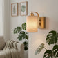 YANSUN Set of 2 Gold Fabric Wall Sconces Modern E26 Indoor Wall Lights with Cylindrical Shade for Bedroom Hallway Living Room