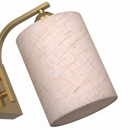 YANSUN Set of 2 Gold Fabric Wall Sconces Modern E26 Indoor Wall Lights with Cylindrical Shade for Bedroom Hallway Living Room