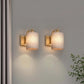 YANSUN Set of 2 Gold Fabric Wall Sconces Modern E26 Indoor Wall Lights with Cylindrical Shade for Bedroom Hallway Living Room