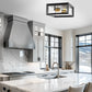 11.41 in. 2-Light Black and Gold Farmhouse Caged Square Flush Mount Industrial Vintage Ceiling Lighting