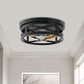 10.6 in. 2-Light Black Flush Mount Ceiling Light with Copper Accents,for Foyer Corridor No Bulbs Included (2-Pack)