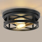 10.6 in. 2-Light Black Flush Mount Ceiling Light with Copper Accents,for Foyer Corridor No Bulbs Included (2-Pack)