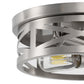 11 in. 2-Light Nickel Farmhouse Flush Mount with Drum Metal Cage Shade for Entryway Bedroom