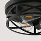 YANSUN 12.6 in. 3-Light Black Metal Drum Flush Mount Lighting with No Bulbs Included 1-Pack