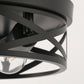 YANSUN 12.6 in. 3-Light Black Metal Drum Flush Mount Lighting with No Bulbs Included 1-Pack