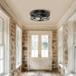 YANSUN 12.6 in. 3-Light Black Metal Drum Flush Mount Lighting with No Bulbs Included 1-Pack