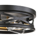 YANSUN 3-Light Matte Black and Antique Brass Semi Flush Mount Ceiling Light Modern Geometric Round Ceiling Fixture E26