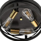 YANSUN 3-Light Matte Black and Antique Brass Semi Flush Mount Ceiling Light Modern Geometric Round Ceiling Fixture E26