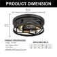 YANSUN 3-Light Matte Black and Antique Brass Semi Flush Mount Ceiling Light Modern Geometric Round Ceiling Fixture E26