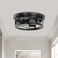 10.6 in. 2-Light Black Farmhouse Flush Mount with Drum Metal Cage Shade for Entryway Bedroom(2-Pack)