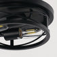 10.6 in. 2-Light Black Farmhouse Flush Mount with Drum Metal Cage Shade for Entryway Bedroom(2-Pack)