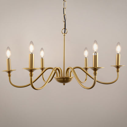 6-Light Gold Candle Rustic Industrial Iron Chandeliers for Dining Room Living Room