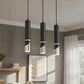 YANSUN 3-Pack Crystal Pendant Light Set, Integrated LED with 4000K Neutral White, Sand Black Finish, 4.7in Ceiling Plate