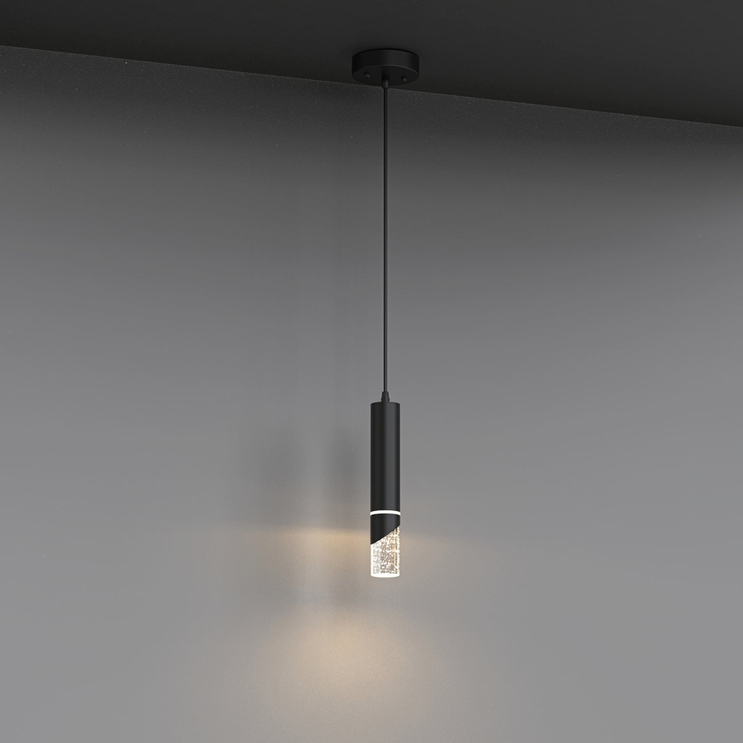 YANSUN 3-Pack Crystal Pendant Light Set, Integrated LED with 4000K Neutral White, Sand Black Finish, 4.7in Ceiling Plate