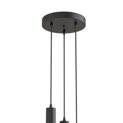 YANSUN 3-Light Crystal Chandelier with Integrated LED, Large Round Ceiling Plate, 4000K Neutral White, Sand Black Finish