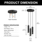 YANSUN 3-Light Crystal Chandelier with Integrated LED, Large Round Ceiling Plate, 4000K Neutral White, Sand Black Finish
