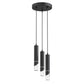 YANSUN 3-Light Crystal Chandelier with Integrated LED, Large Round Ceiling Plate, 4000K Neutral White, Sand Black Finish