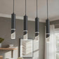 YANSUN 4-Light Rectangular Crystal Chandelier with Integrated LED, 4000K Neutral White, Sand Black Finish, 23.4"x4.5" Plate