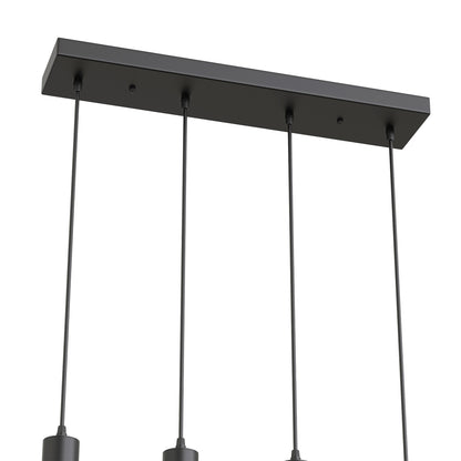 YANSUN 4-Light Rectangular Crystal Chandelier with Integrated LED, 4000K Neutral White, Sand Black Finish, 23.4"x4.5" Plate