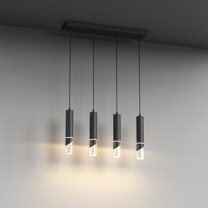 YANSUN 4-Light Rectangular Crystal Chandelier with Integrated LED, 4000K Neutral White, Sand Black Finish, 23.4"x4.5" Plate