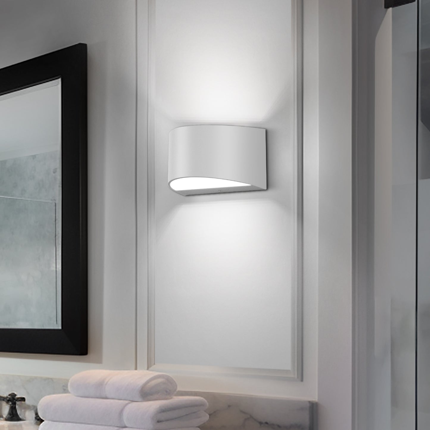 YANSUN 8 in. 1-Light White Modern Lantern Wall Sconce for Living Room and Hallway (2-Pack)