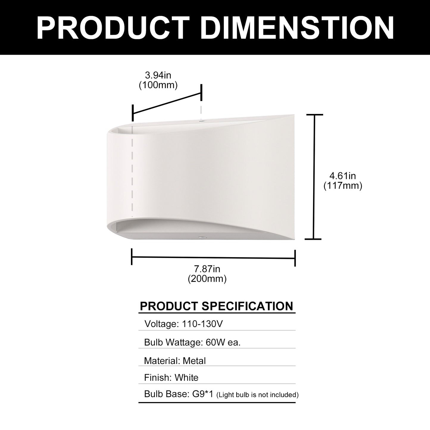 YANSUN 8 in. 1-Light White Modern Lantern Wall Sconce for Living Room and Hallway (2-Pack)