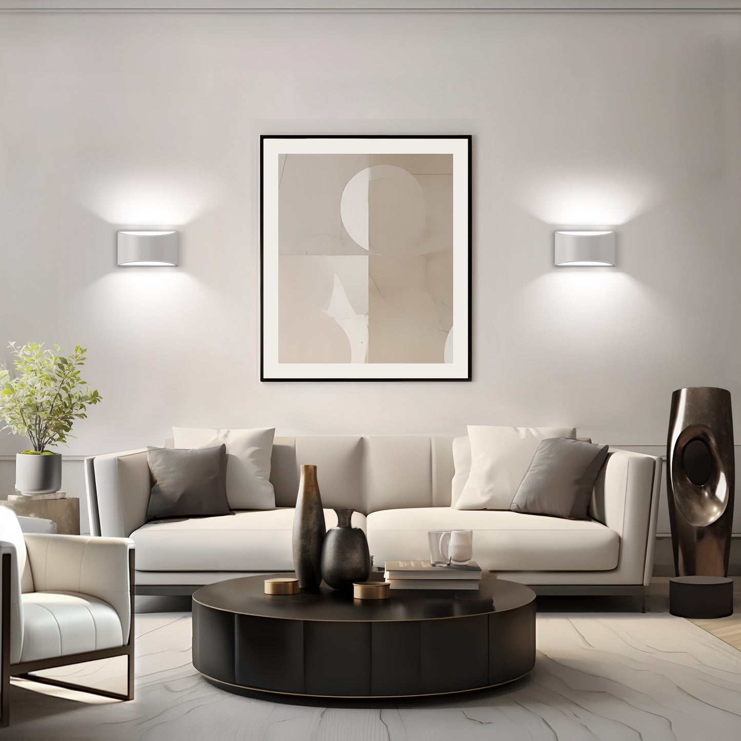 YANSUN 8 in. 1-Light White Modern Lantern Wall Sconce for Living Room and Hallway (2-Pack)