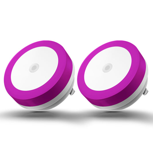 YANSUN 4-Pack 0.6W Plug-In Light Sensor Night Lights, Purple Light (with Purple Shade), No Dimming, US Plug