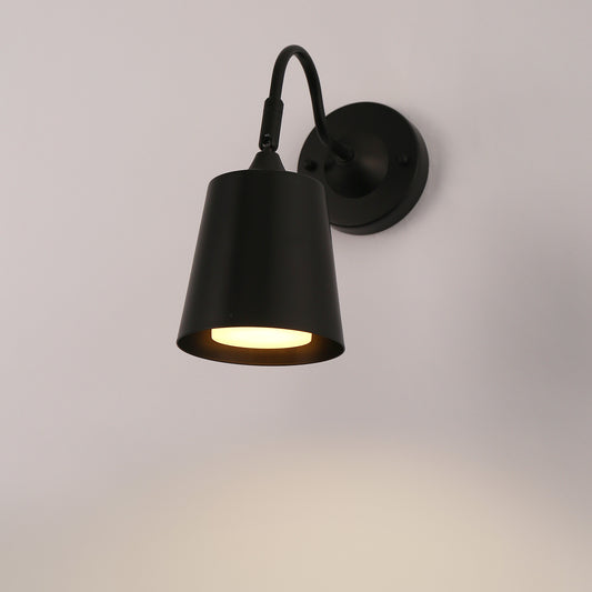 YANSUN 1-Light Black Plug-in Wall Sconce with Metal Bell Shade and E26 Base (2-Pack, Bulbs Included)
