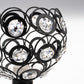 7 in. 1-Light Black Semi Flush Mount Ceiling Light Fixture with Antique Metal Crystal Shade