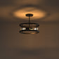 YANSUN 13 in. 2-Light Matte Black Drum Flush Mount Lighting Dimmable Metal Ceiling Light Fixture for Living Rooms