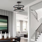 YANSUN 13 in. 2-Light Matte Black Drum Flush Mount Lighting Dimmable Metal Ceiling Light Fixture for Living Rooms