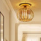 YANSUN 7.1 In. 1-Light Gold Semi-Flush Mount Ceiling Light with Crystal Shade Fixture with E26 Bas for Hallway or Bedroom