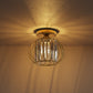 YANSUN 7.1 In. 1-Light Gold Semi-Flush Mount Ceiling Light with Crystal Shade Fixture with E26 Bas for Hallway or Bedroom