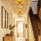 YANSUN 7.1 In. 1-Light Gold Semi-Flush Mount Ceiling Light with Crystal Shade Fixture with E26 Bas for Hallway or Bedroom