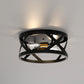 YANSUN 11.8 in. 2-Light Industrial Black and Gold Flush Mount Metal Modern Ceiling Light Fixture with E26 Bulb Not Included